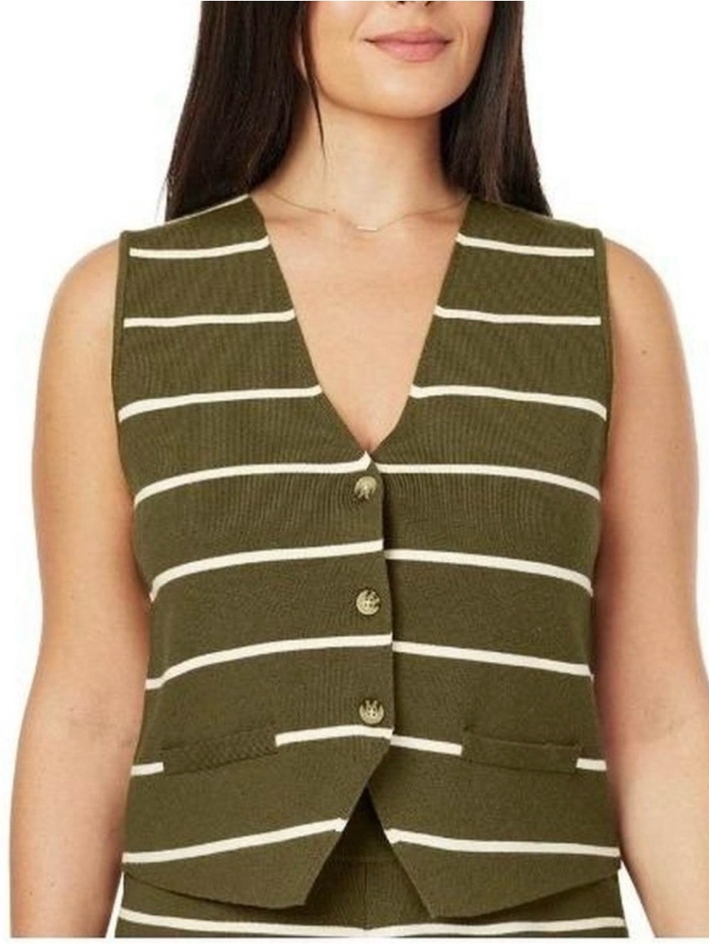 Scotch & Soda | NWT Women's size medium Striped Sweater Vest in Olive